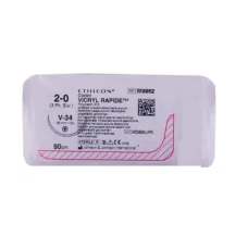 Хірургічна нитка Ethicon Вікіл Рапід (Vicryl Rapide) 2/0, довжина 90 см, кол-ріж. голка 36 мм, W9962