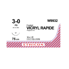 Хірургічна нитка Ethicon Вікіл Рапід (Vicryl Rapide) 3/0, довжина 75 см, звор-ріж. голка 26 мм, W9932