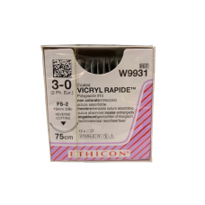 Хірургічна нитка Ethicon Вікіл Рапід (Vicryl Rapide) 3/0, довжина 75 см, звор-ріж. голка 19 мм, W9931