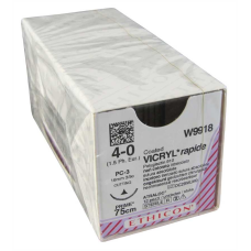 Хірургічна нитка Ethicon Вікіл Рапід (Vicryl Rapide) 4/0, довжина 75 см, ріж. голка 16 мм, W9918