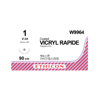 Хірургічна нитка Ethicon Вікіл Рапід (Vicryl Rapide) 1, довжина 90 см, кол-ріж. голка 36 мм, W9964