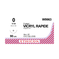 Хирургическая нить Ethicon Викрил Рапид (Vicryl Rapide) 0, длина 90 см, кол-реж. игла 36 мм, W9963