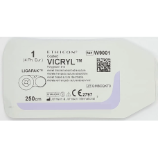 Хірургічна нитка Ethicon Вікріл (Vicryl) 1, довжина 250 см, без голки, W9001