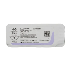 Хірургічна нитка Ethicon Вікріл (Vicryl) 4/0, довжина 45 см, звор-ріж. голка 19 мм, W9951
