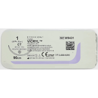 Хірургічна нитка Ethicon Вікріл (Vicryl) 1, довжина 90 см, кол. голка 40 мм, W9431