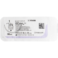 Хирургическая нить Ethicon Викрил (Vicryl) 1, длина 90 см, обр-реж. игла 48 мм, W9496