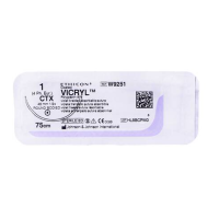 Хірургічна нитка Ethicon Вікріл (Vicryl) 1, довжина 75 см, кол. голка 48 мм, W9251