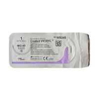 Хирургическая нить Ethicon Викрил (Vicryl) 1, длина 75 см, кол. игла 45 мм, W9245