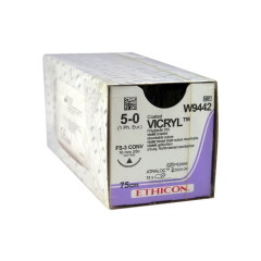 Хірургічна нитка Ethicon Вікріл (Vicryl) 5/0, довжина 75 см, звор-ріж. голка 16 мм, W9442