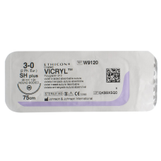 Хірургічна нитка Ethicon Вікріл (Vicryl) 3/0, довжина 75 см, кол. голка 31 мм, W9130