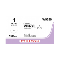 Хирургическая нить Ethicon Викрил (Vicryl) 1, длина 100 см, кол. игла 80 мм, W9289