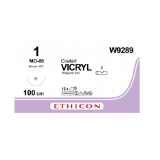 Хирургическая нить Ethicon Викрил (Vicryl) 1, длина 100 см, кол. игла 80 мм, W9289
