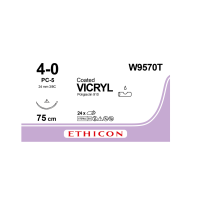Хірургічна нитка Ethicon Вікріл (Vicryl) 4/0, довжина 75 см, ріж. голка 19 мм, W9570T