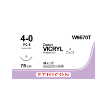 Хирургическая нить Ethicon Викрил (Vicryl) 4/0, длина 75 см, реж. игла 19 мм, W9570T