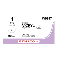 Хірургічна нитка Ethicon Вікріл (Vicryl) 1, довжина 90 см, кол. тупокінцева голка 40 мм, W9997