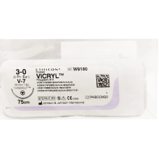 Хірургічна нитка Ethicon Вікріл (Vicryl) 3/0, довжина 75 см, кол-ріж. голка 26 мм, W9180