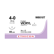 Хірургічна нитка Ethicon Вікріл (Vicryl) 4/0, довжина 45 см, ріж. голка 19 мм, W9510T