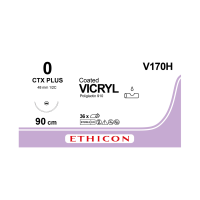 Хірургічна нитка Ethicon Вікріл (Vicryl) 0, довжина 90 см, кол. голка, 48 мм, V170H