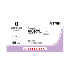 Хірургічна нитка Ethicon Вікріл (Vicryl) 0, довжина 90 см, кол. голка, 48 мм, V170H