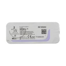 Хірургічна нитка Ethicon Вікріл (Vicryl) 2, довжина 90 см, кол. голка 48 мм, W9452