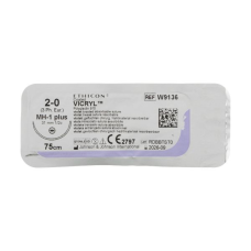 Хірургічна нитка Ethicon Вікріл (Vicryl) 2/0, довжина 75 см, кол. голка 31 мм, W9136