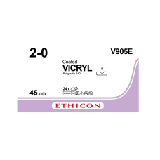 Хірургічна нитка Ethicon Вікріл (Vicryl) 2/0, 45 см, без голки, V905E
