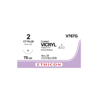Хирургическая нить Ethicon Викрил (Vicryl) 2, длина 70 см, 4 шт. колючая игла 40 мм, V767G