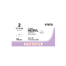 Хірургічна нитка Ethicon Вікріл (Vicryl) 2, довжина 70 см, 4 шт. колюча голка 40 мм, V767G