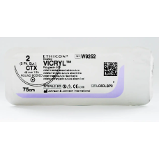 Хірургічна нитка Ethicon Вікріл (Vicryl) 2, довжина 75 см, кол. голка 48 мм, W9252