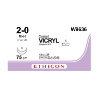 Хірургічна нитка Ethicon Вікріл (Vicryl) 2/0, довжина 75 см, 2 кол. голки 31 мм W9636