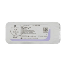 Хірургічна нитка Ethicon Вікріл (Vicryl) 0, довжина 75 см, кол. голка 40 мм, W9154
