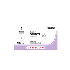 Хірургічна нитка Ethicon Вікріл (Vicryl) 1, довжина 100 см, голка колюча 80 мм, J9289G