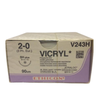 Хірургічна нитка Ethicon Вікріл (Vicryl) 2/0, довжина 90 см, кол. голка 26 мм, V243H
