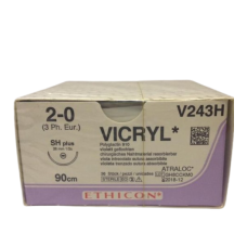 Хірургічна нитка Ethicon Вікріл (Vicryl) 2/0, довжина 90 см, кол. голка 26 мм, V243H