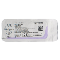 Хірургічна нитка Ethicon Вікріл (Vicryl) 4/0, довжина 75 см, кол. голка 20 мм, W9113
