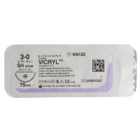Хирургическая нить Ethicon Викрил (Vicryl) 3/0, длина 75 см, кол. игла 26 мм, W9120