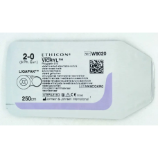 Хірургічна нитка Ethicon Вікріл (Vicryl) 2/0, довжина 250 см, без голки, W9020