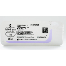Хірургічна нитка Ethicon Вікріл (Vicryl) 0, довжина 75 см, кол. голка 31 мм, W9138