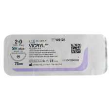 Хірургічна нитка Ethicon Вікріл (Vicryl) 2/0, довжина 75 см, кол. голка 26 мм, W9121