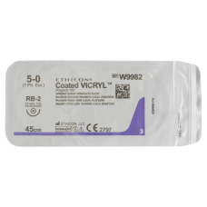 Хірургічна нитка Ethicon Вікріл (Vicryl) 5/0, довжина 45 см, кол. голка 13 мм, W9982