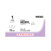 Хирургическая нить Ethicon Викрил (Vicryl) 1, длина 75 см, колюще-режущая игла 31 мм, W9362