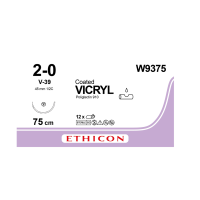 Хірургічна нитка Ethicon Вікріл (Vicryl) 2/0, довжина 75 см, кол-ріж. голка 45 мм, W9375