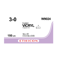 Хірургічна нитка Ethicon Вікріл (Vicryl) 3/0, довжина 150 см, без голки, W9024