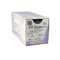 Хирургическая нить Ethicon Викрил (Vicryl) 2/0, длина 90 см, кол-реж. игла 36 мм, W9463