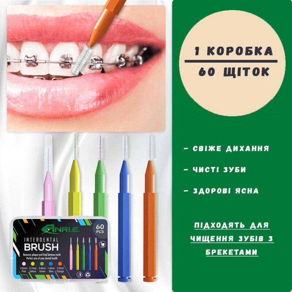 Йоржики міжзубні ANRI.E. (60 шт) — Рожевий (0,6 мм)