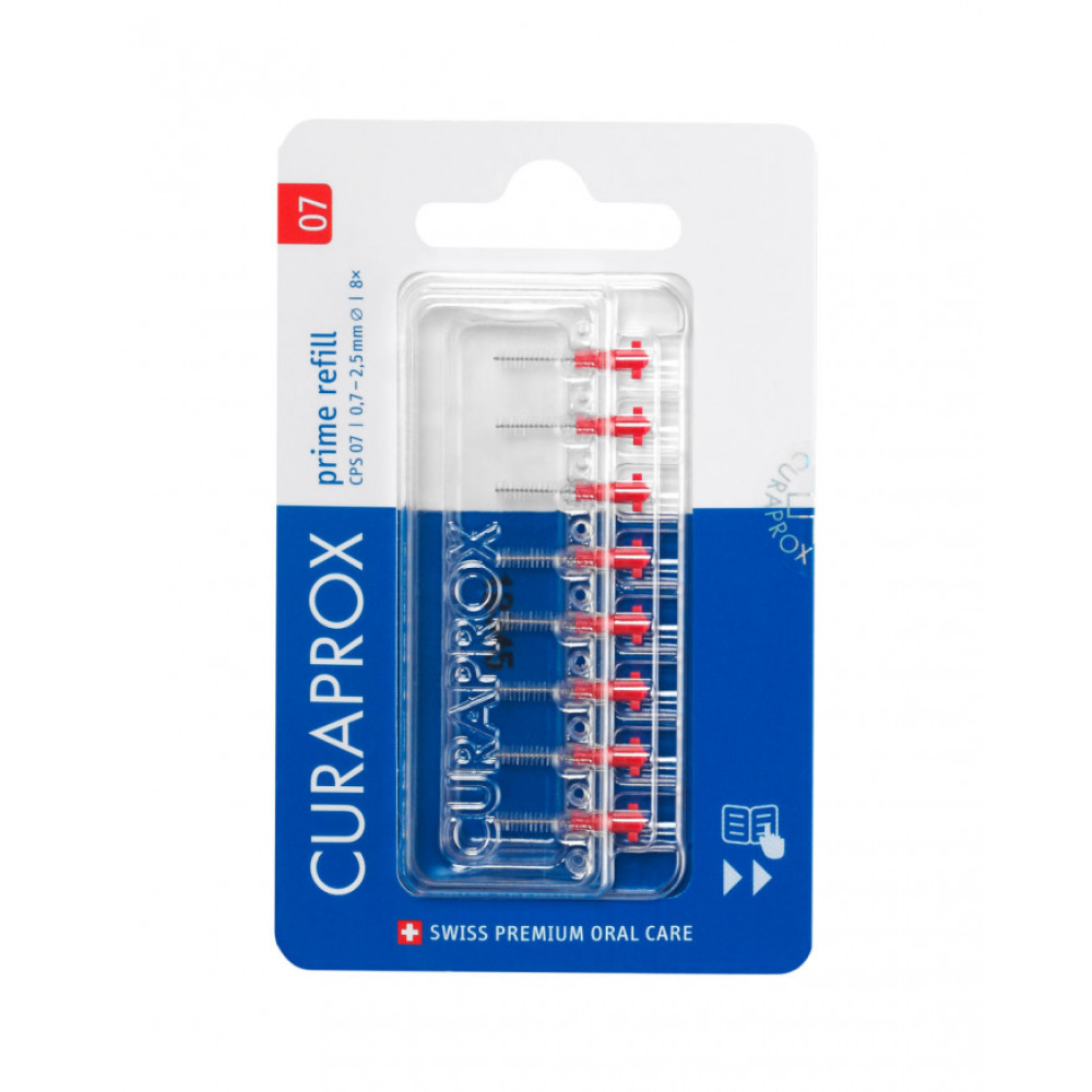 Набір змінних насадок йоржиків міжзубних Curaprox CPS 07 Prime Refill d 0,7 мм (8 шт.)