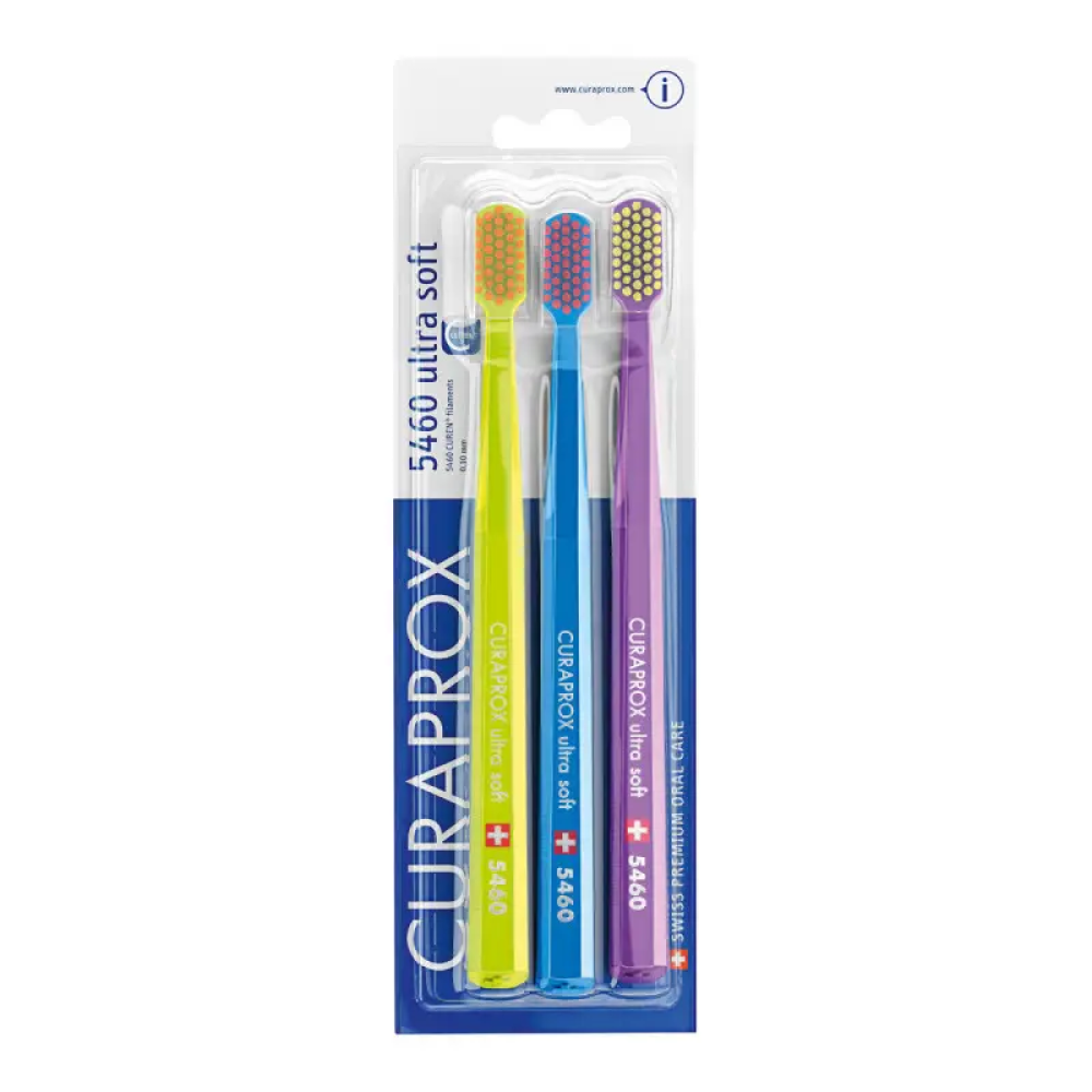 Набір зубних щіток, м'які (3 шт.) Curaprox CS 5460/3 Ultra Soft, d 0,10 мм (Кольори в асортименті)