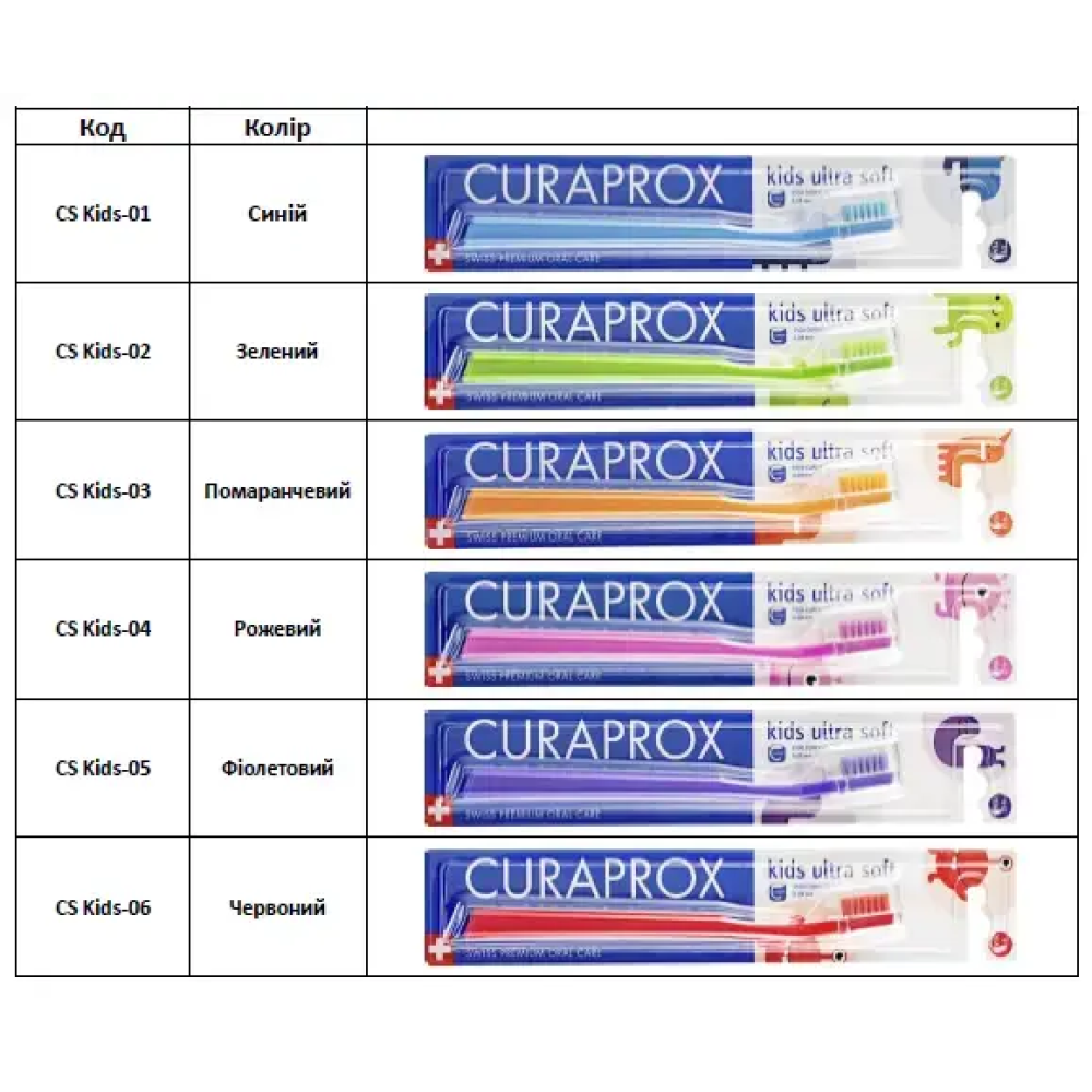 Набор детских зубных щеток, мягкие (4-12 лет) Curaprox kids ultrasoft, d 0,09 мм (3 шт.)